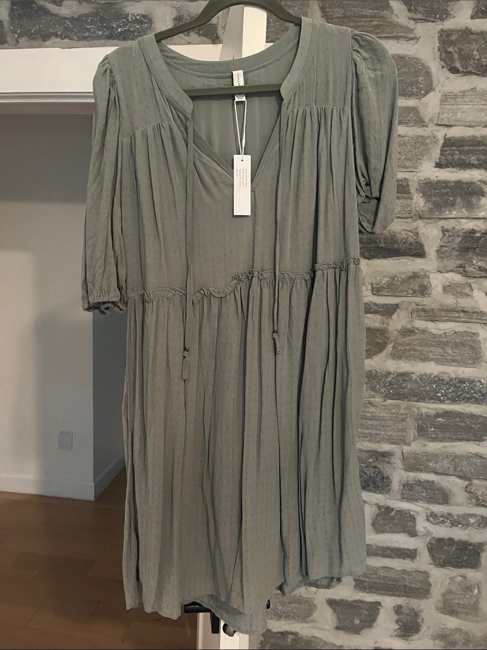 Gentle Fawn Sage Green V-Neck Gathered Midi Dress
